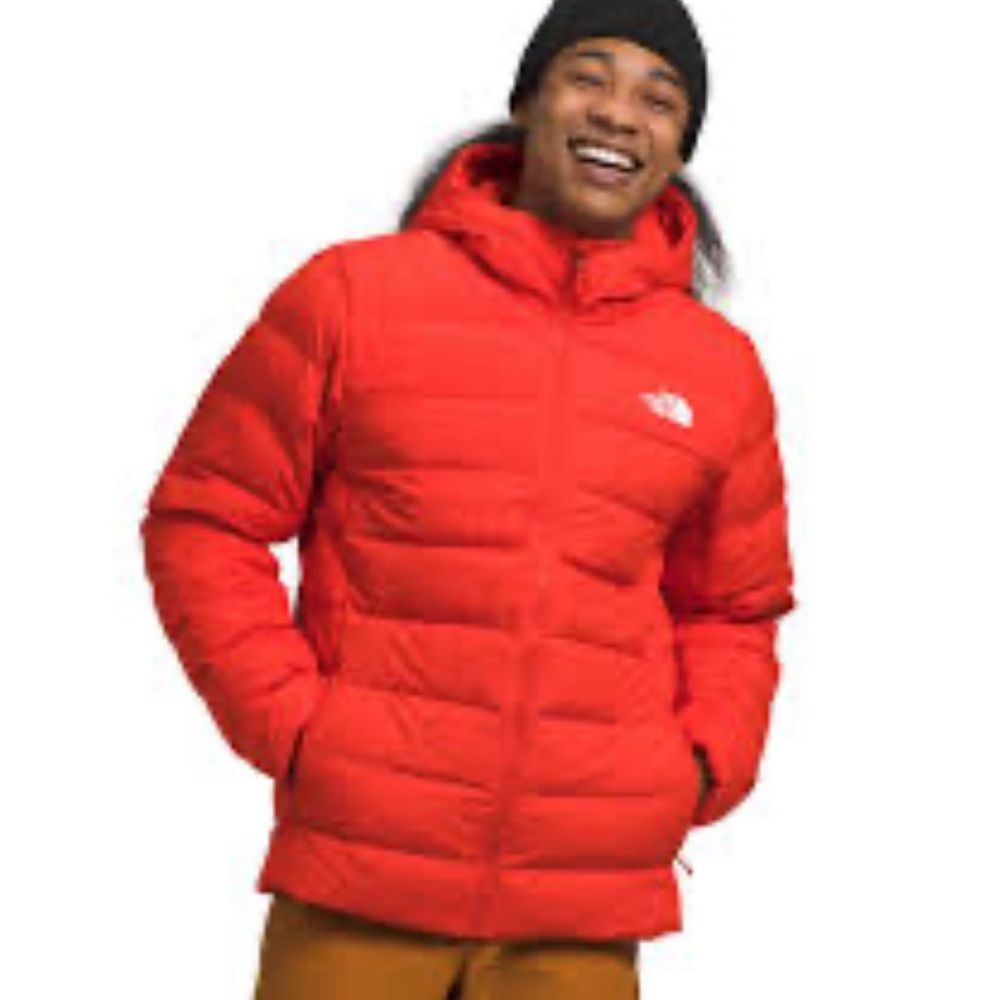 The North Face Mens Large Aconcagua 3 Puffer Fiery Red Down Jacket Zip